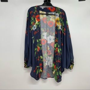 Roffe Floral Cardigan Jacket Lightweight Bat Sleeve  1X 2X
